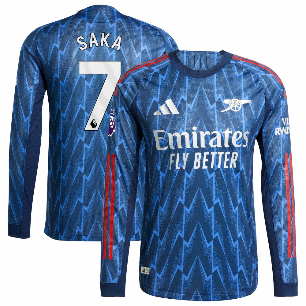Bukayo Saka Arsenal 2025/26 Away Long Sleeve Player Jersey Blue - Adidas Discount