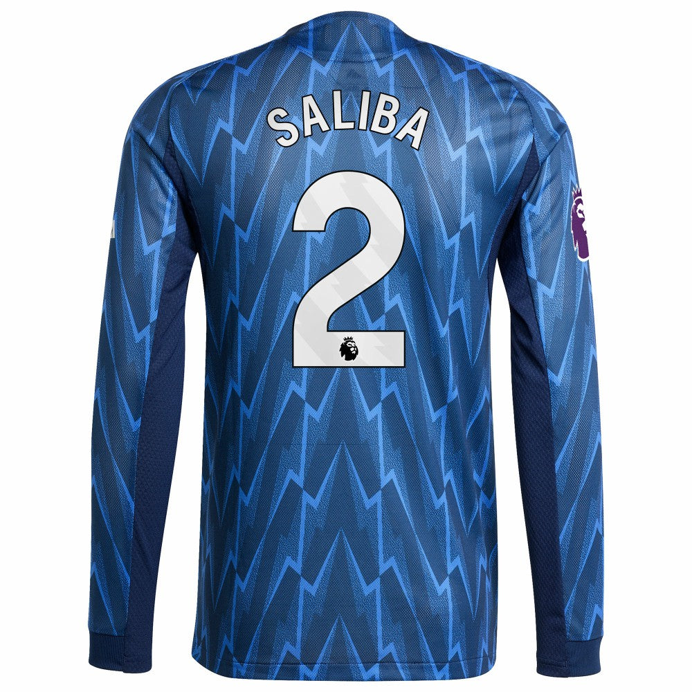 William Saliba Arsenal 2025/26 Away Long Sleeve Player Jersey Blue - Adidas
