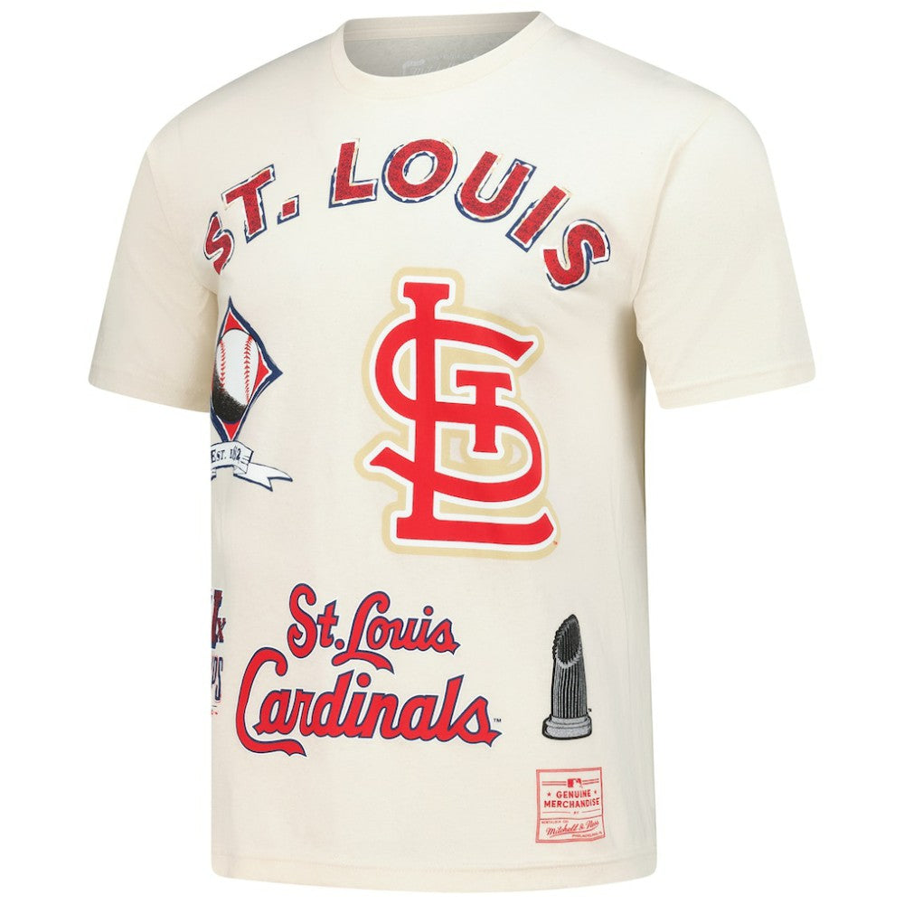 St. Louis Cardinals Mitchell & Ness Legacy Defined T-Shirt - Cream - Mitchell & Ness Lifestyle