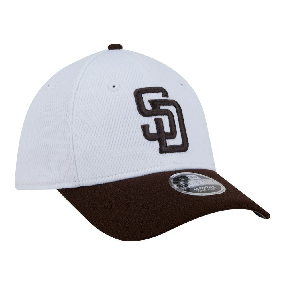 San Diego Padres New Era Youth Baseball 39THIRTY M-Crown Flex Hat - White/Brown - New Era Discount