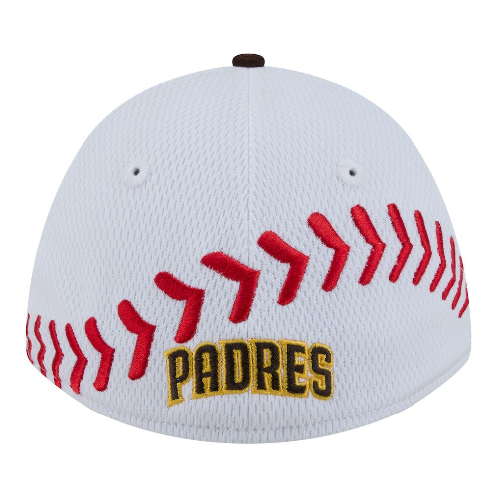 San Diego Padres New Era Youth Baseball 39THIRTY M-Crown Flex Hat - White/Brown - New Era Discount