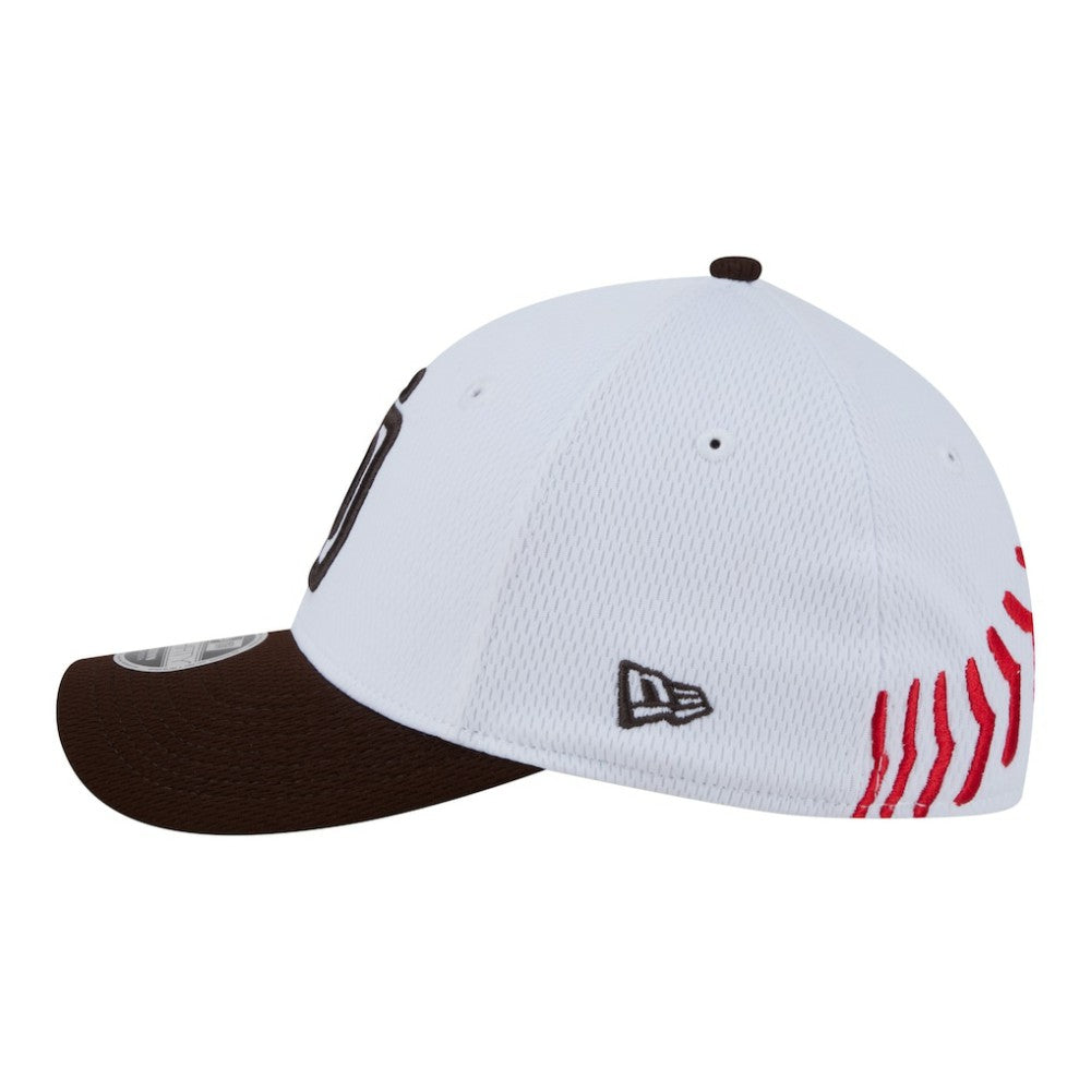 San Diego Padres New Era Youth Baseball 39THIRTY M-Crown Flex Hat - White/Brown - New Era Discount