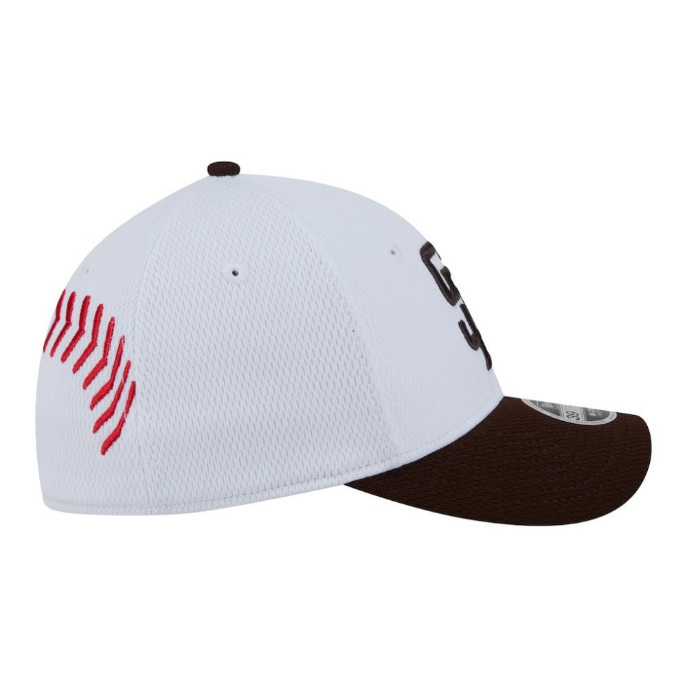San Diego Padres New Era Youth Baseball 39THIRTY M-Crown Flex Hat - White/Brown - New Era Discount