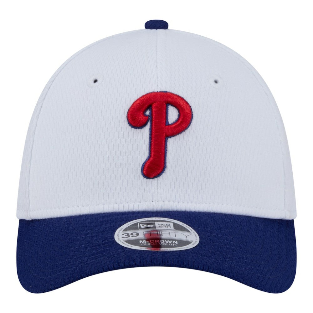 Philadelphia Phillies New Era Youth Baseball 39THIRTY M-Crown Flex Hat - White/Red - New Era on Sale