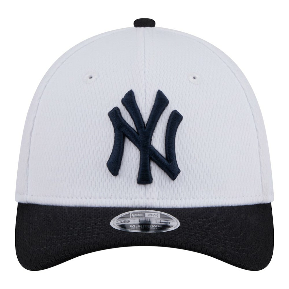 New York Yankees New Era Youth Baseball 39THIRTY M-Crown Flex Hat - White/Navy - New Era Discount