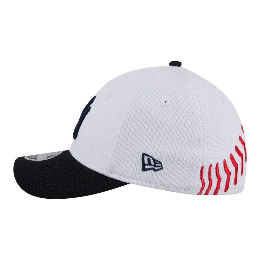 New York Yankees New Era Youth Baseball 39THIRTY M-Crown Flex Hat - White/Navy - New Era Discount
