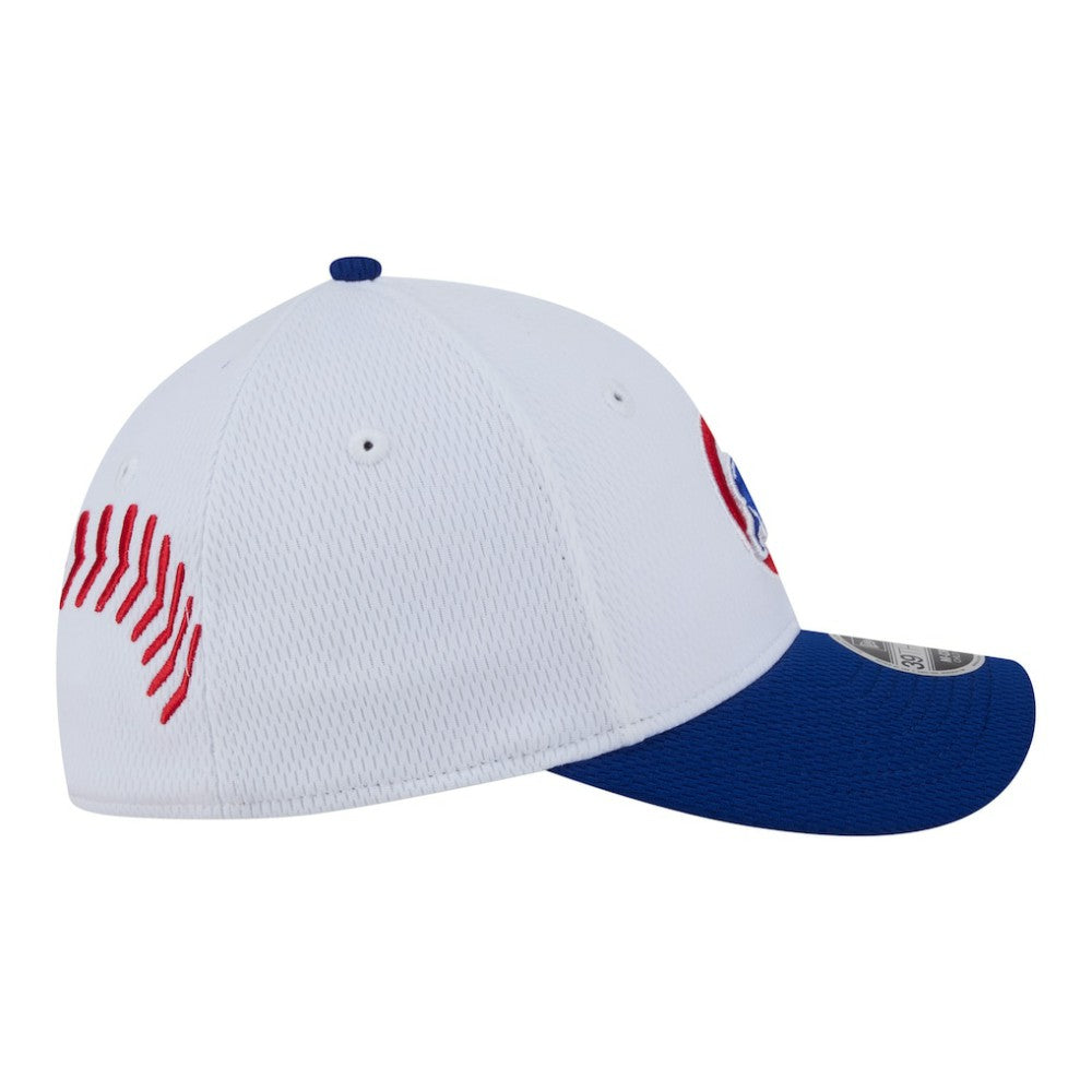 Chicago Cubs New Era Youth Baseball 39THIRTY M-Crown Flex Hat - White/Royal - New Era Discount