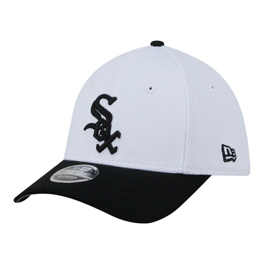 Chicago White Sox New Era Youth Baseball 39THIRTY M-Crown Flex Hat - White/Black - New Era Discount