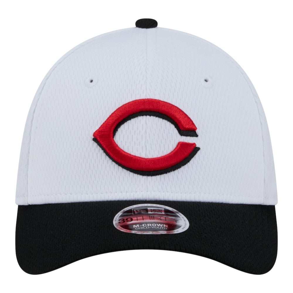 Cincinnati Reds New Era Youth Baseball 39THIRTY M-Crown Flex Hat - White/Red - New Era Lifestyle
