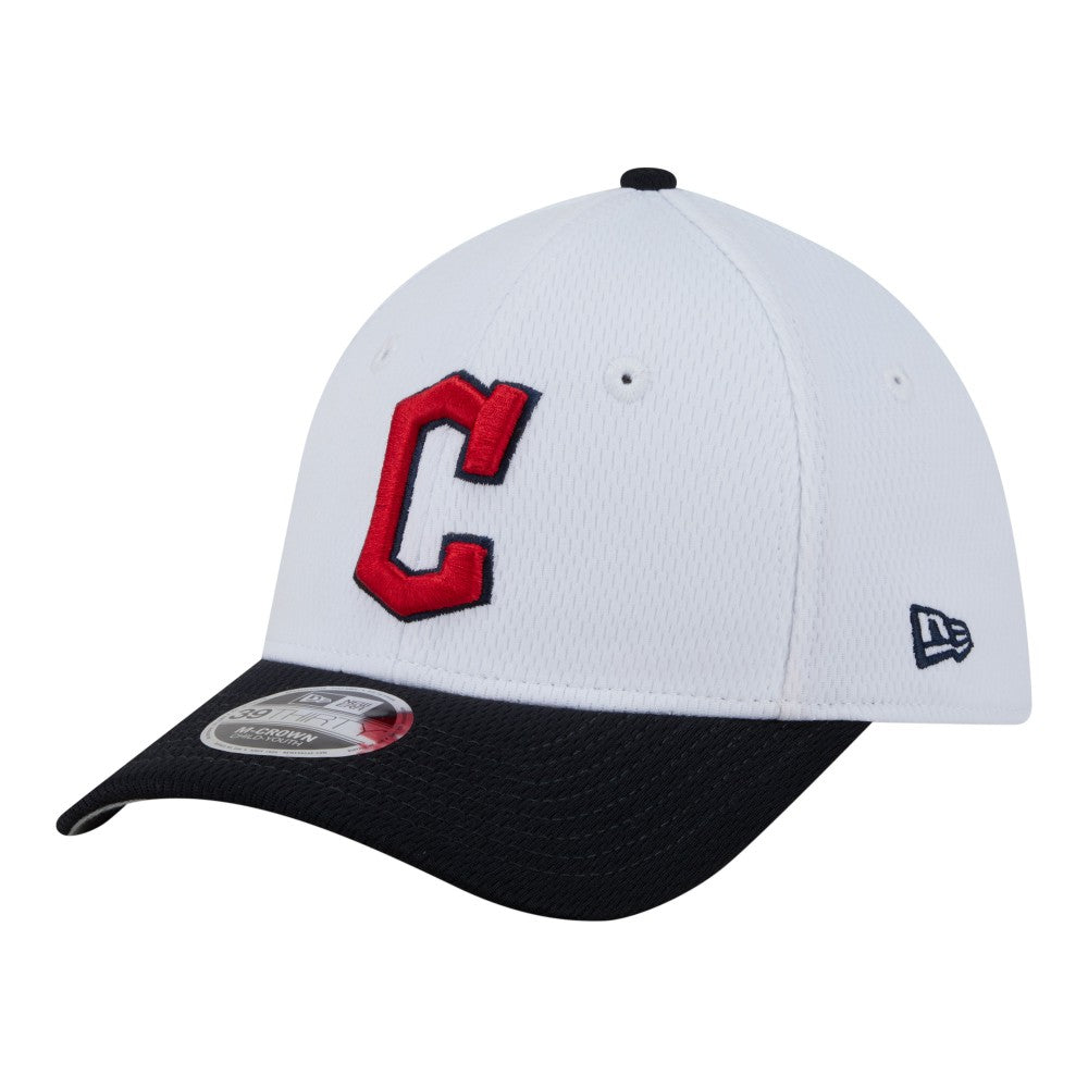 Cleveland Guardians New Era Youth Baseball 39THIRTY M-Crown Flex Hat - White/Navy - New Era Sale