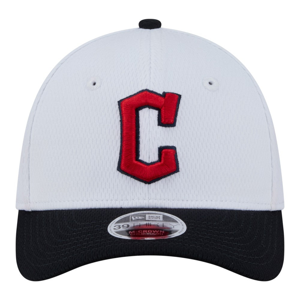 Cleveland Guardians New Era Youth Baseball 39THIRTY M-Crown Flex Hat - White/Navy - New Era Sale