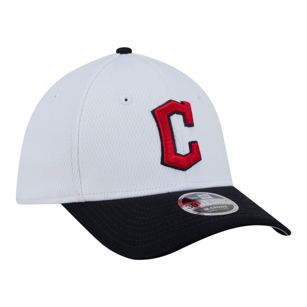 Cleveland Guardians New Era Youth Baseball 39THIRTY M-Crown Flex Hat - White/Navy - New Era Sale