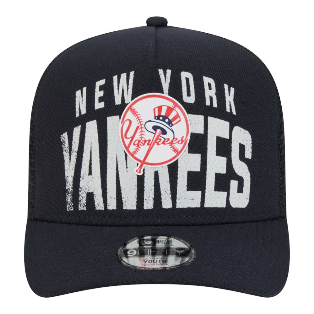 New York Yankees New Era Youth Logo Fade A-Frame 9FIFTY Snapback Hat - Navy - New Era Discount