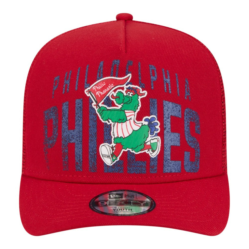Philadelphia Phillies New Era Youth Logo Fade A-Frame 9FIFTY Snapback Hat - Red - New Era on Sale