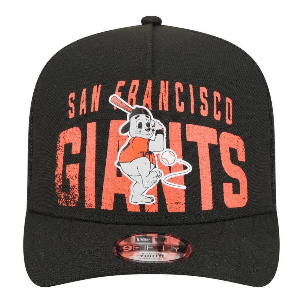 San Francisco Giants New Era Youth Logo Fade A-Frame 9FIFTY Snapback Hat - Black - New Era Sale