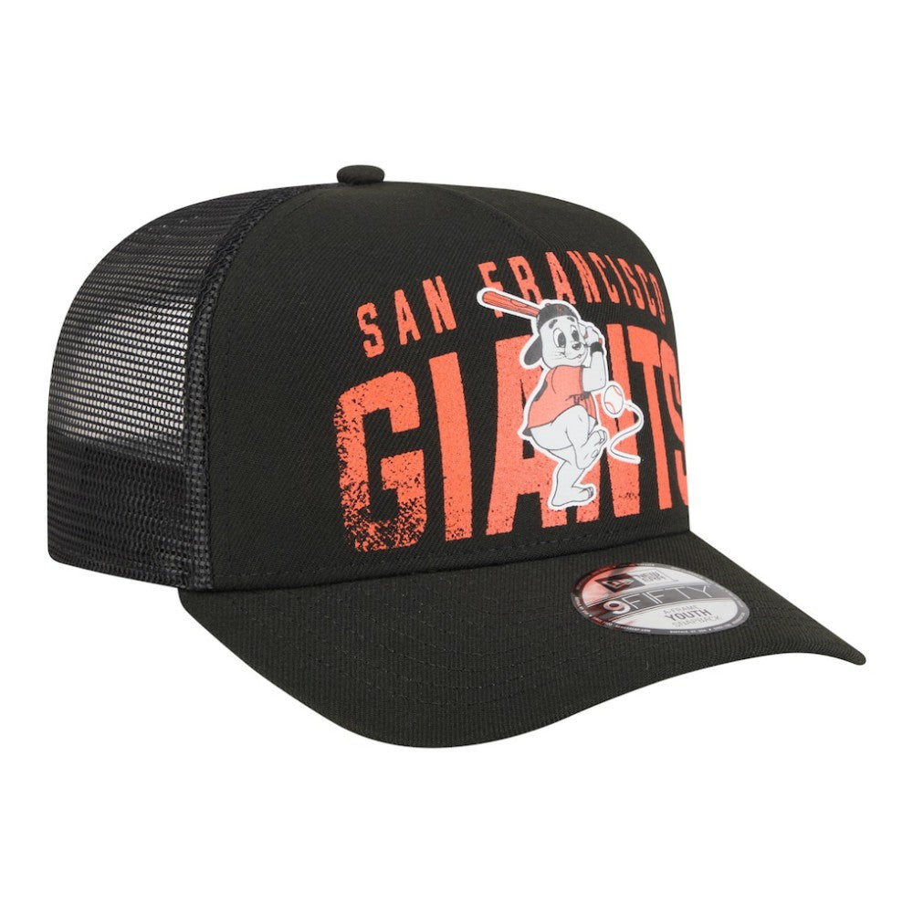 San Francisco Giants New Era Youth Logo Fade A-Frame 9FIFTY Snapback Hat - Black - New Era Sale