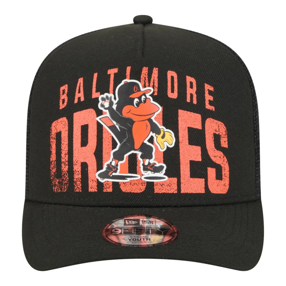 Baltimore Orioles New Era Youth Logo Fade A-Frame 9FIFTY Snapback Hat - Black - New Era Discount