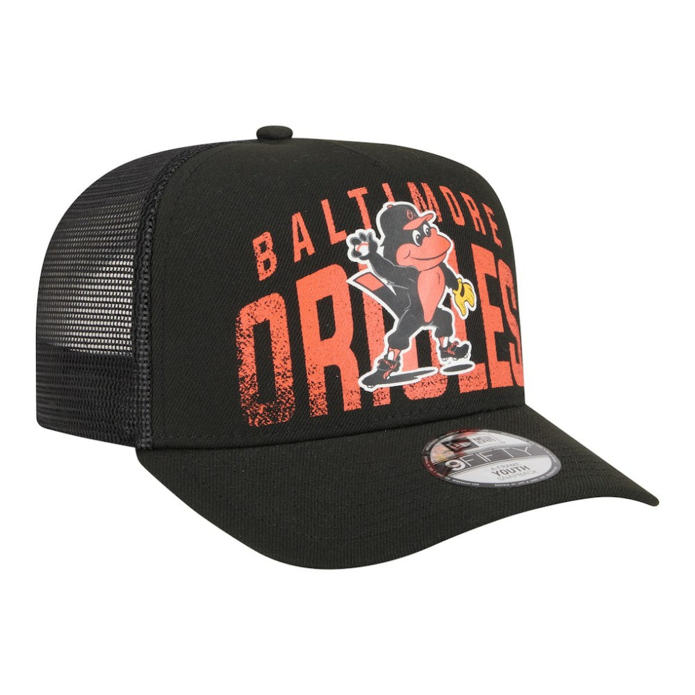 Baltimore Orioles New Era Youth Logo Fade A-Frame 9FIFTY Snapback Hat - Black - New Era Discount