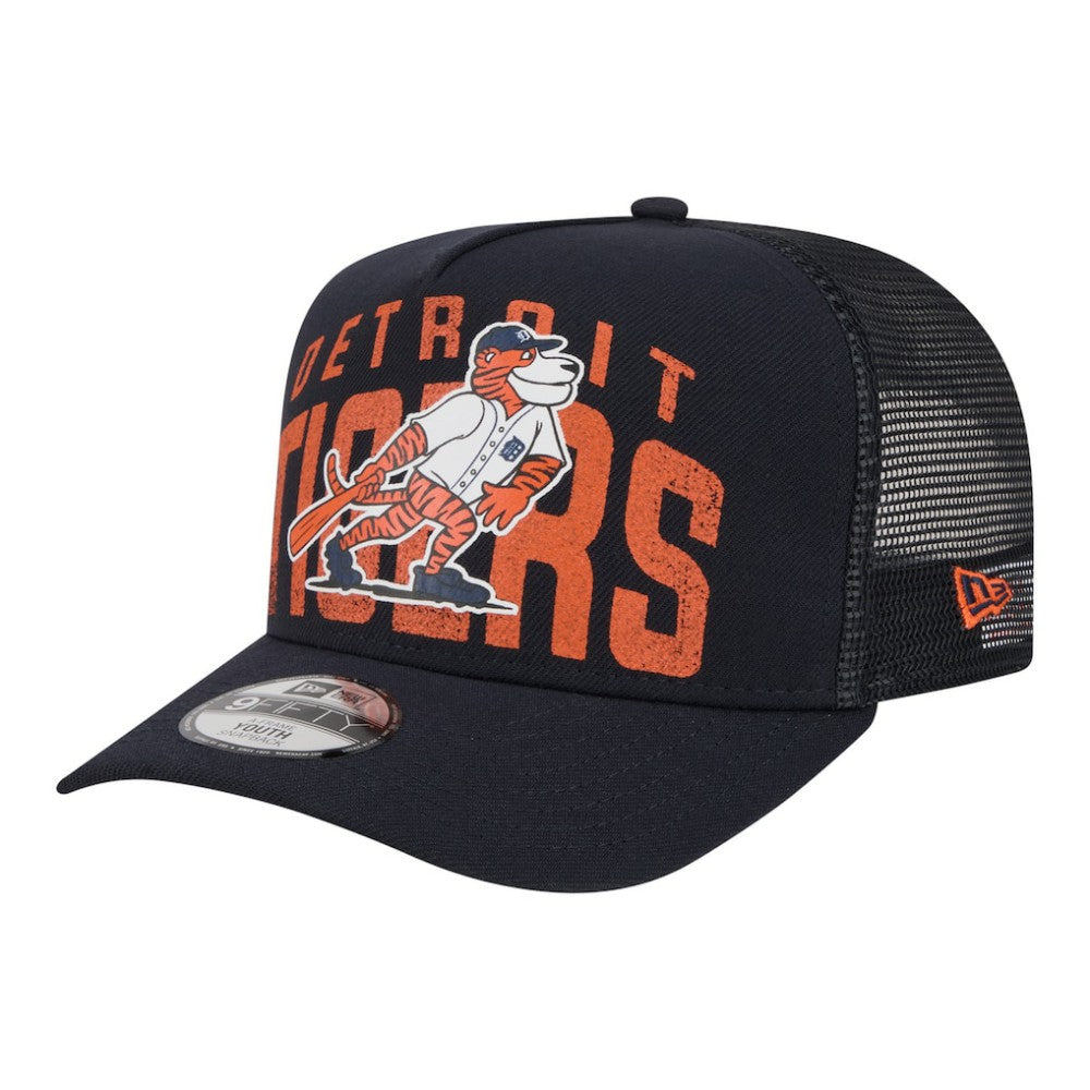 Detroit Tigers New Era Youth Logo Fade A-Frame 9FIFTY Snapback Hat - Navy - New Era Discount