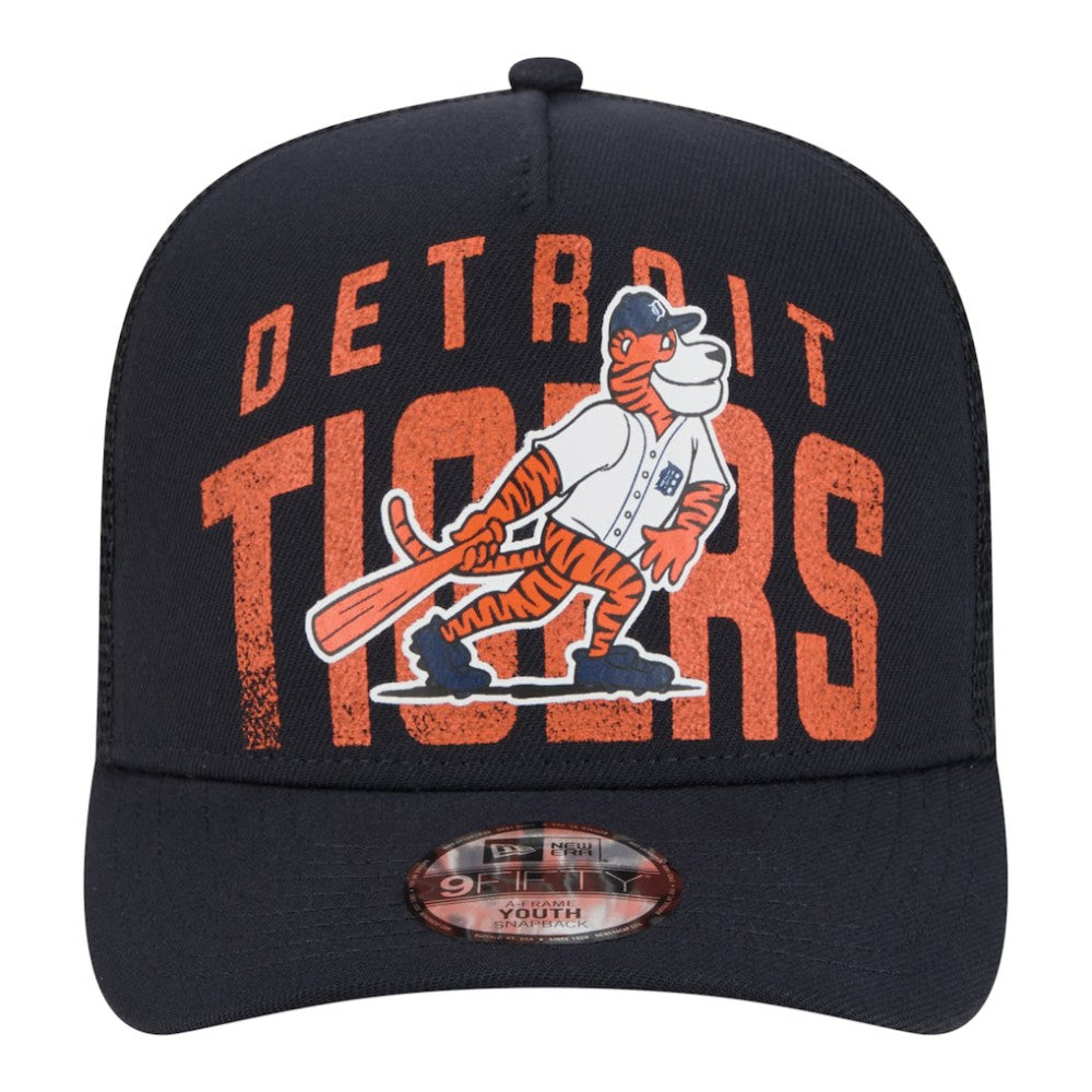 Detroit Tigers New Era Youth Logo Fade A-Frame 9FIFTY Snapback Hat - Navy - New Era Discount