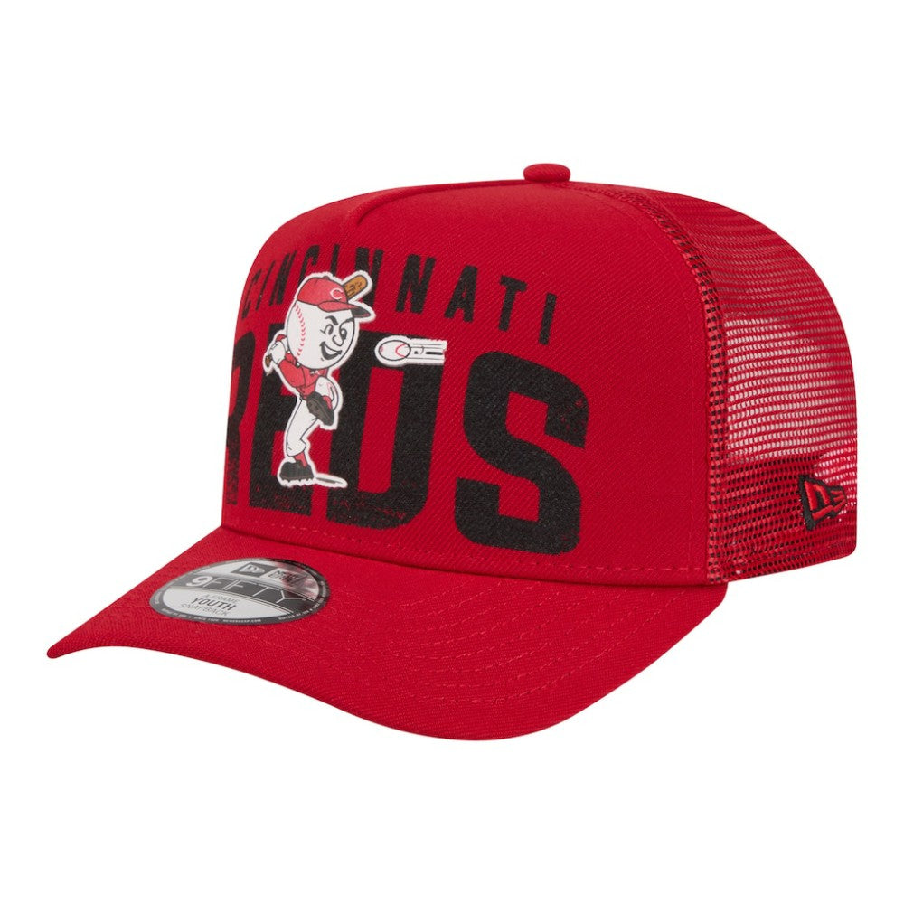 Cincinnati Reds New Era Youth Logo Fade A-Frame 9FIFTY Snapback Hat - Red - New Era on Sale