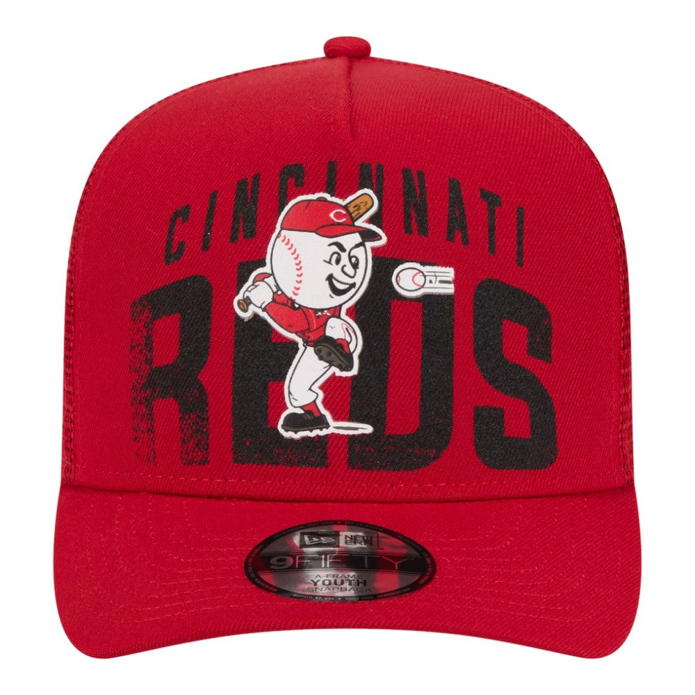 Cincinnati Reds New Era Youth Logo Fade A-Frame 9FIFTY Snapback Hat - Red - New Era on Sale