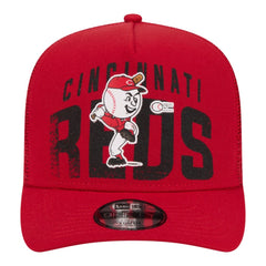 Cincinnati Reds New Era Youth Logo Fade A-Frame 9FIFTY Snapback Hat - Red - New Era on Sale