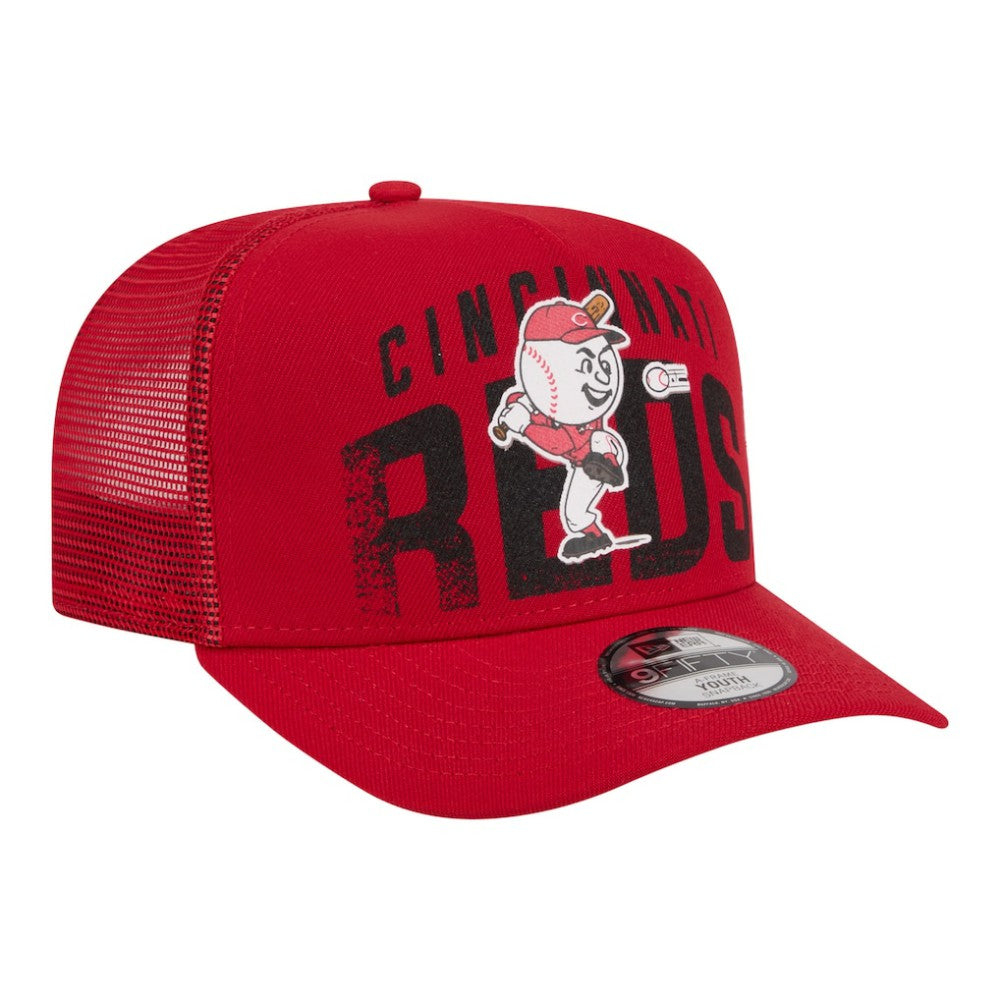 Cincinnati Reds New Era Youth Logo Fade A-Frame 9FIFTY Snapback Hat - Red - New Era on Sale
