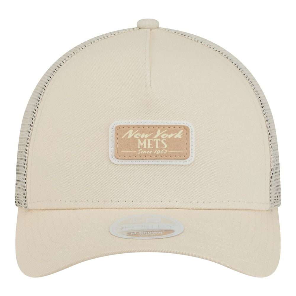New York Mets New Era Women's Tonal Patch 9FORTY M-Crown A-Frame Trucker Adjustable Hat - Light Beige - New Era Online