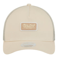 New York Yankees New Era Women's Tonal Patch 9FORTY M-Crown A-Frame Trucker Adjustable Hat - Light Beige - New Era on Sale