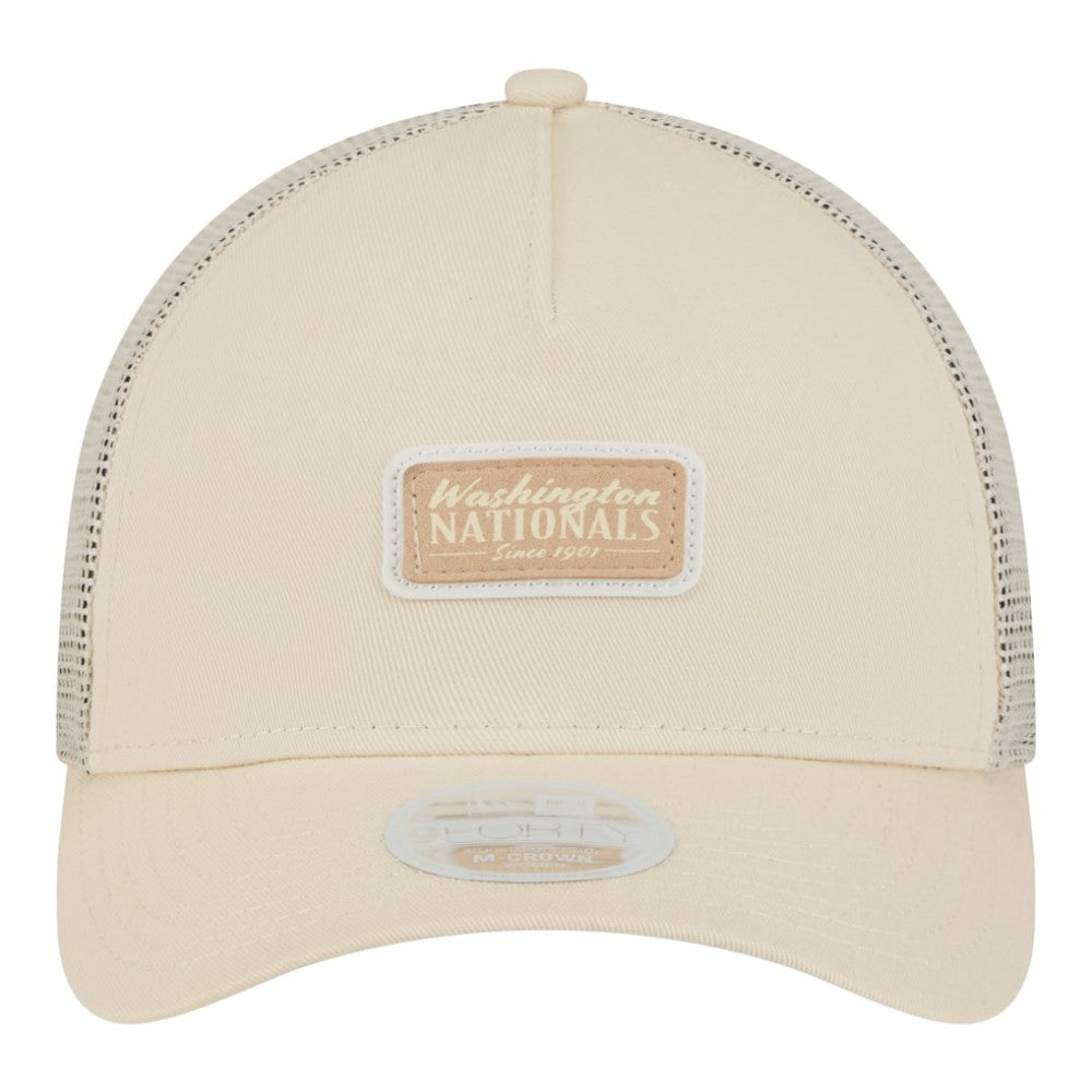 Washington Nationals New Era Women's Tonal Patch 9FORTY M-Crown A-Frame Trucker Adjustable Hat - Light Beige - New Era Online