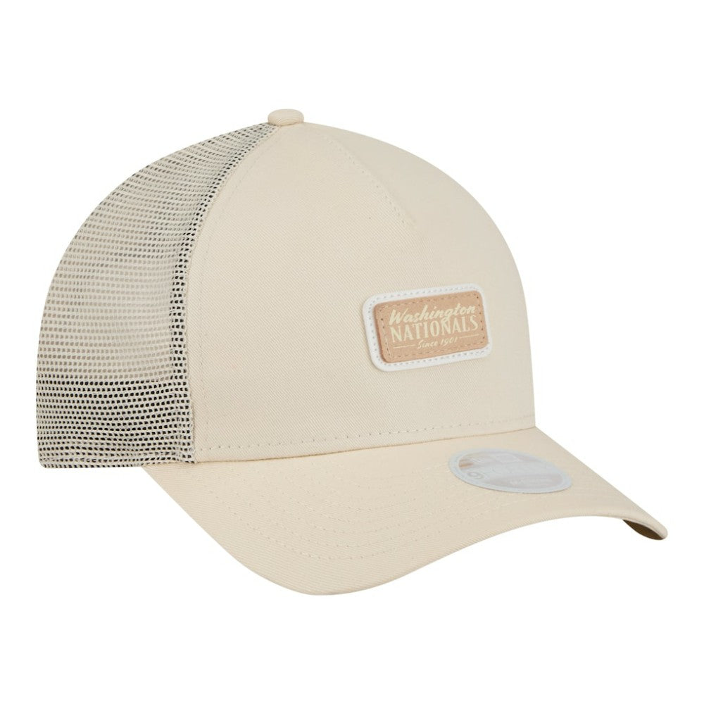 Washington Nationals New Era Women's Tonal Patch 9FORTY M-Crown A-Frame Trucker Adjustable Hat - Light Beige - New Era Online