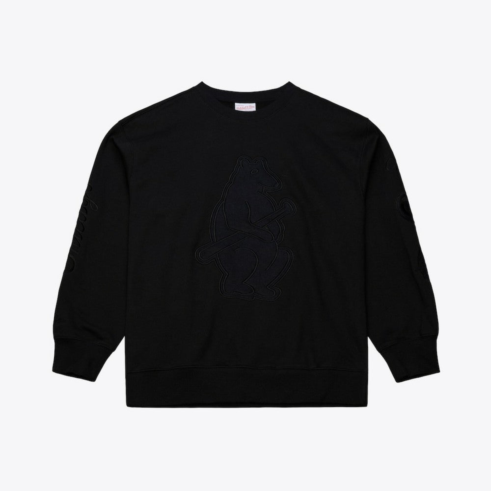 Chicago Cubs Mitchell & Ness Phantom Fleece Crewneck Sweatshirt - Black - Mitchell & Ness Online
