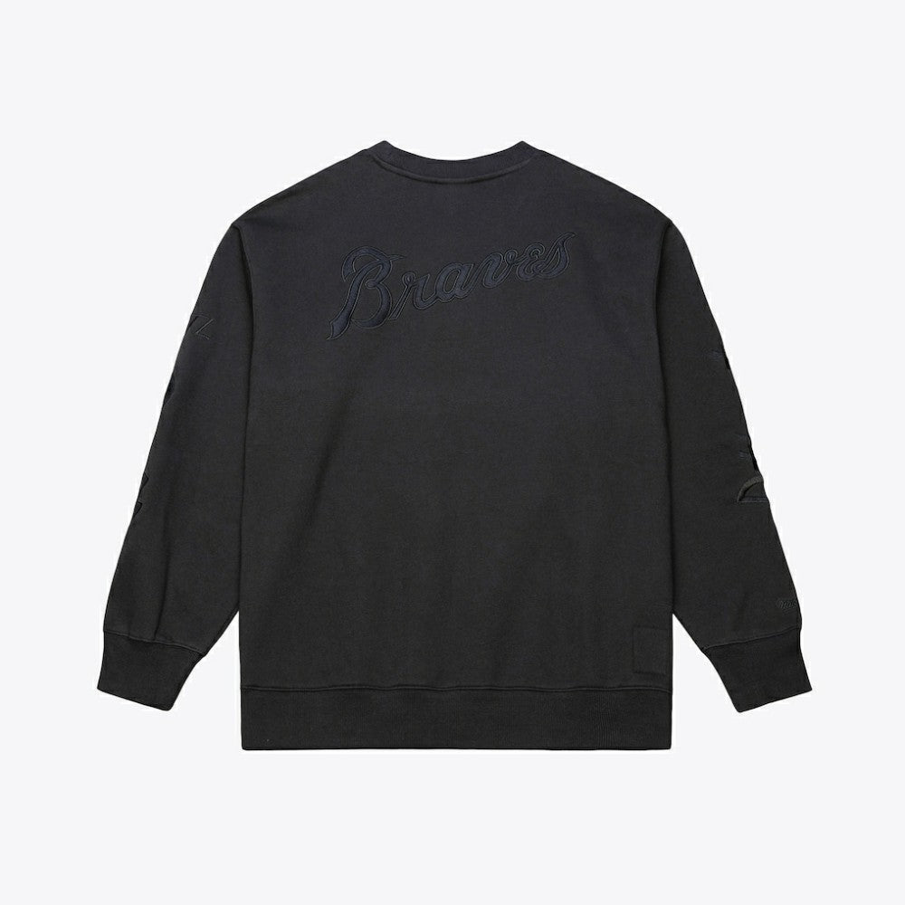 Atlanta Braves Mitchell & Ness Phantom Fleece Crewneck Sweatshirt - Black - Mitchell & Ness Discount