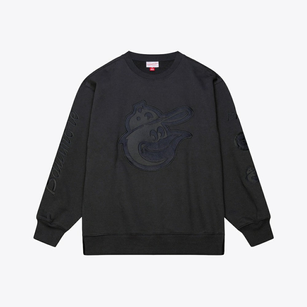 Baltimore Orioles Mitchell & Ness Phantom Fleece Crewneck Sweatshirt - Black - Mitchell & Ness Sale