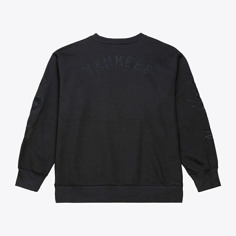 New York Yankees Mitchell & Ness Phantom Fleece Crewneck Sweatshirt - Black - Mitchell & Ness Sale