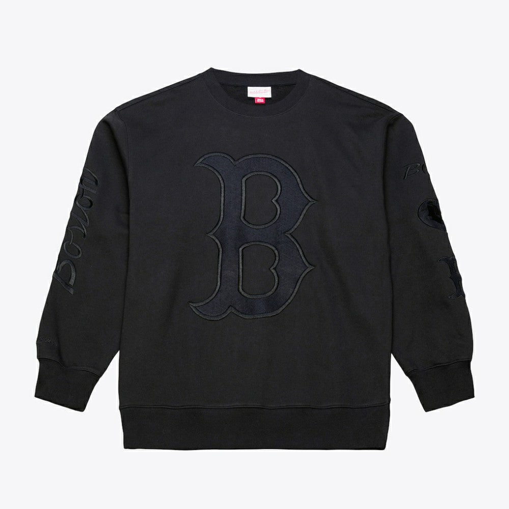 Boston Red Sox Mitchell & Ness Phantom Fleece Crewneck Sweatshirt - Black - Mitchell & Ness Discount