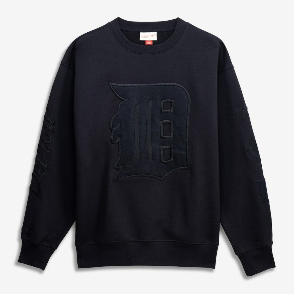 Detroit Tigers Mitchell & Ness Phantom Fleece Crewneck Sweatshirt - Black - Mitchell & Ness Online