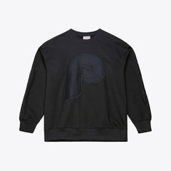 Philadelphia Phillies Mitchell & Ness Phantom Fleece Crewneck Sweatshirt - Black - Mitchell & Ness Lifestyle