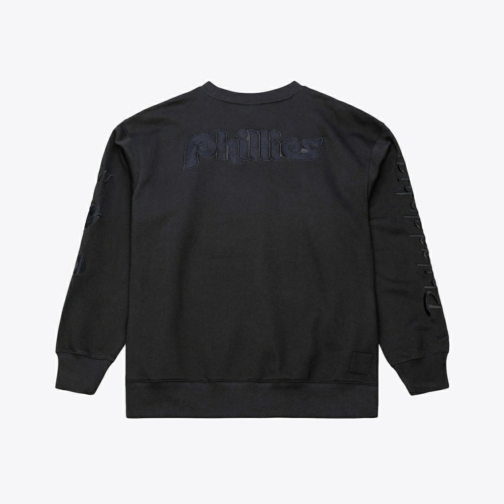 Philadelphia Phillies Mitchell & Ness Phantom Fleece Crewneck Sweatshirt - Black - Mitchell & Ness Lifestyle