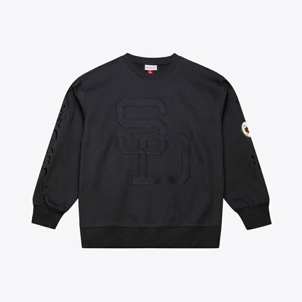 San Diego Padres Mitchell & Ness Phantom Fleece Crewneck Sweatshirt - Black - Mitchell & Ness on Sale