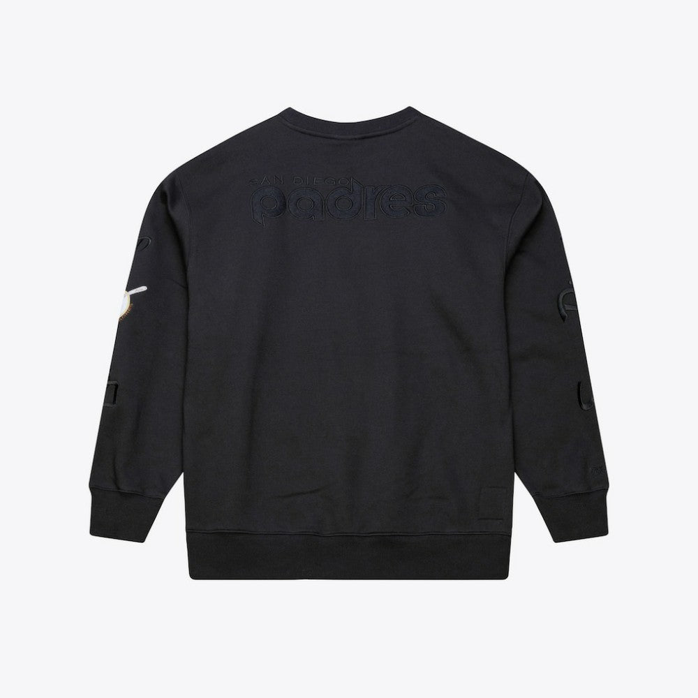 San Diego Padres Mitchell & Ness Phantom Fleece Crewneck Sweatshirt - Black - Mitchell & Ness on Sale