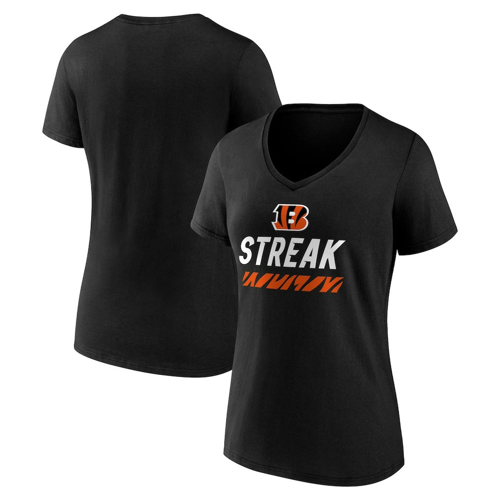 Cincinnati Bengals Women's Streak V-Neck T-Shirt Black