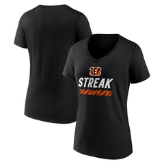 Cincinnati Bengals Women's Streak V-Neck T-Shirt Black