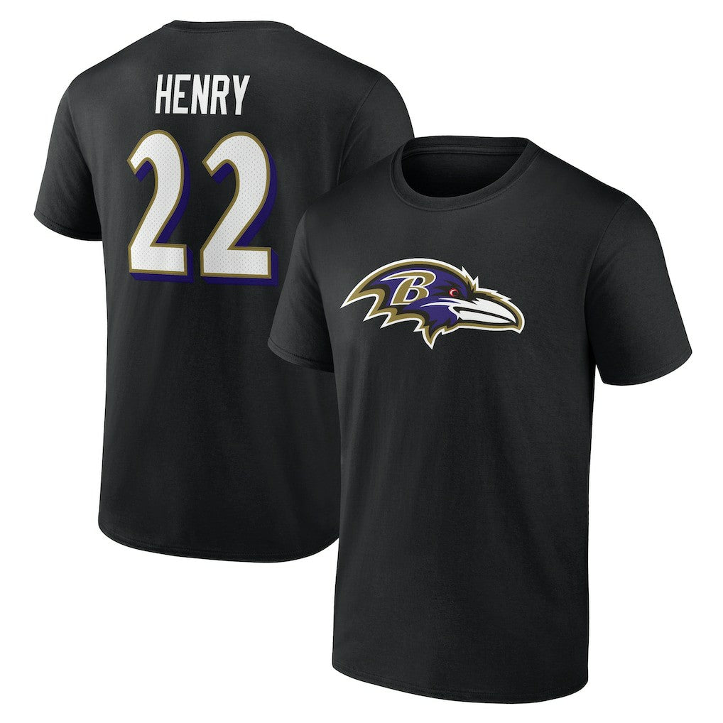 Derrick Henry Baltimore Ravens Icon Name & Number T-Shirt Black