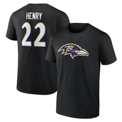 Derrick Henry Baltimore Ravens Icon Name & Number T-Shirt Black