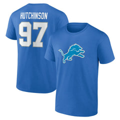 Aidan Hutchinson Detroit Lions Icon Name & Number T-Shirt Blue