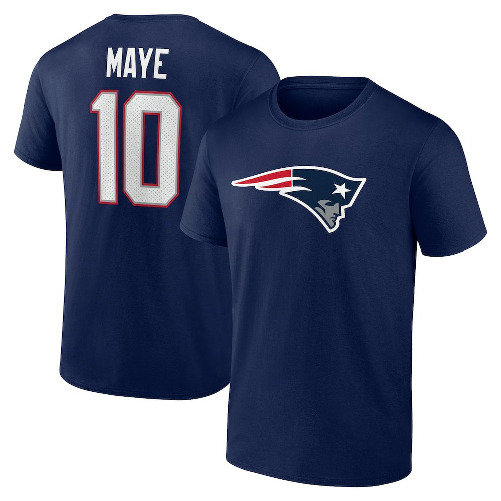 Drake Maye New England Patriots Icon Name & Number T-Shirt Navy