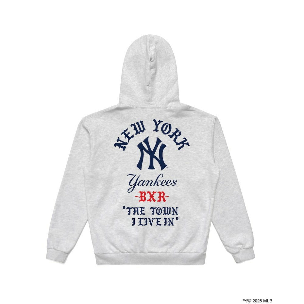 New York Yankees Mitchell & Ness Born X Raised in New York Town Pullover Hoodie - Heather Gray - Mitchell & Ness on Sale