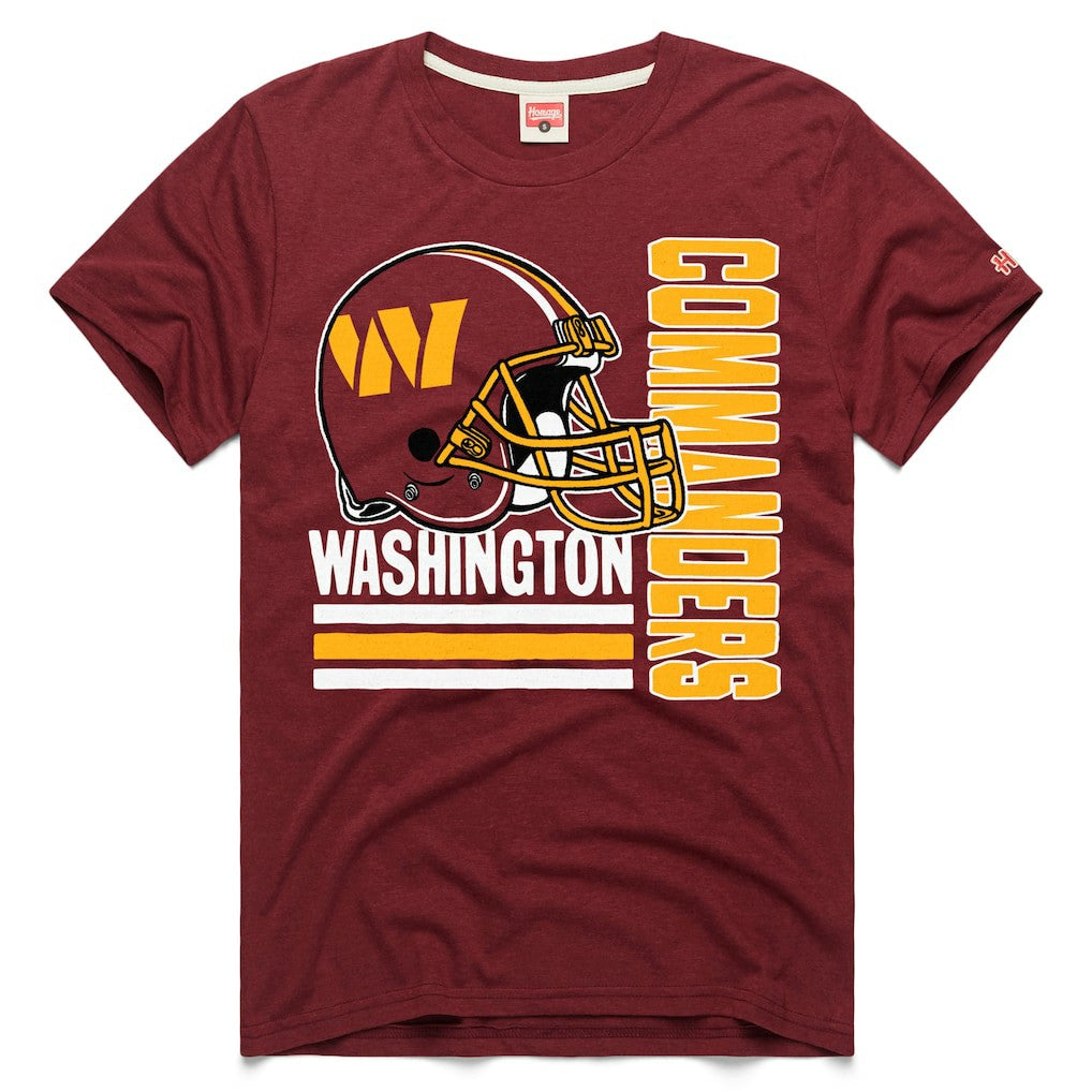 Washington Commanders Homage Helmet Stripe Tri-Blend T-Shirt Burgundy